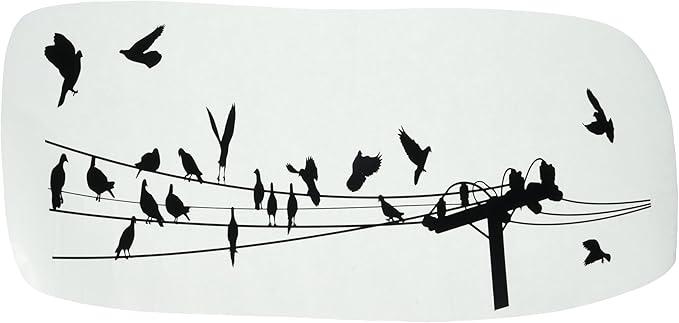 Vinyl Wall Quote Decals for Home - Flock of Birds On A Wire and Telephone Pole Outdoor Stylish Wall Sticker for Easy Home Decoration - Size: 33 Inch X 35 Inch