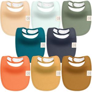 KeaBabies 8-Pack Baby Bibs for Drooling and Teething - Soft Organic Quilted Cotton Cloth Drool Bibs for Baby Girl, Boy, Toddler, Newborn, Infant, Soft & Super Absorbent (Eclipse)