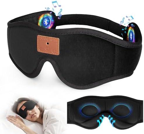 Sleep Headphones, Sleep Mask with Bluetooth Headphones, 3D Blackout Eye Mask with Mic and HD Speakers, Music Eye Mask for Women and Men, Ideal for Travel, Naps, Meditation, Relaxation (Pack Of 2)