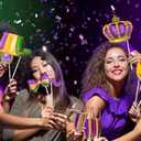 2 x Cheerland Clearance Masquerade Party Photo Booth Props Mardi Gras Photo Prop Carnival Party Decorations New Orleans Theme Favors for Birthday Classroom Bachelorette Venetian Mask Party Supplies