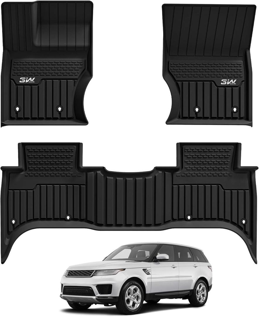 3W Floor Mats Fit Range Rover Sport 2014-2022(Not for Range/Land Rover Discovery Sport) TPE All Weather Custom Fit for Land Rover Sport 1st and 2nd Row Full Set Car Liners - Black