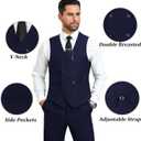 Mens Suit Slim Fit 3 Piece Double Breasted Suit Men Formal Tuxedo Set Casual Wedding Prom Groom Suits (Blue, XXL)