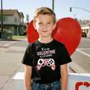 Boys Valentines Shirt Kids Valentines Day T-Shirts Toddler Valentines Graphic Tops 2026 (3-10 Years) (Black)