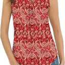 Summer Tops Sleeveless V Neck Dressy Business Casual Shirts Women's Loose Fit Blouses Flowy Cute Tank Tops Tunics for Women (S)