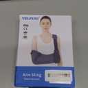 Velpeau Arm Sling Shoulder Immobilizer with Waist Strap, Ventilated & Breathable Design, Arm Support Brace for Shoulder, Rotator Cuff, Elbow, Hand injury (Mesh Version, Blue, Left, L: Bust 40-51)