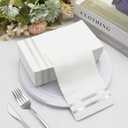 100 Pcs White and Silver Napkins - Silver Paper Napkins Disposable - Premium Quality Silver Dinner Napkins for Bathroom Kitchen Wedding Birthday Anniversary Party
