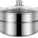 Steamer for Cooking, 5.0 Quarts Stainless Steel Steamer Pot, 2-Tier Food Steam Pots with Lid for Cooking Vegetables, Seafood, Soups, Stews and Pasta, 11 x 6.1 inch