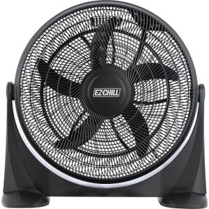 EZ-CHILL 20" High Velocity Floor Fan with 180 Degree Adjustable Tilt, 3 Speed, Ideal for Home, Bedroom, & Office, 01302