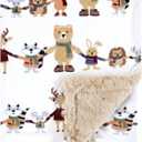 Hudson Baby Unisex Baby Plush Blanket with Furry Binding and Back, Winter Woodland Friends, One Size
