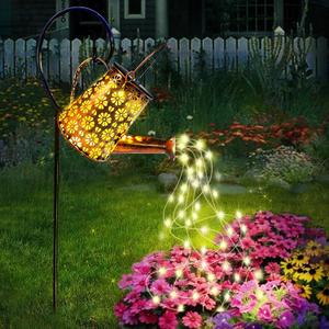 Solar Garden Watering Can Lights with Cascading Lights, Outdoor Hanging Lanterns for Garden Decor,Fairy Gardening Gifts for Mom Birthday, Perfect for Patio Yard Pathway (Plum  Blossom, Warm White)