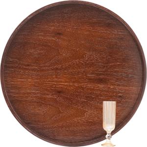 Extra Large Round Solid Wood Serving Tray, Classic Tea Coffee Table Wooden Decorative Ottoman Tray Server for Breakfast in Bed Snack Food Kitchen Party Bar, Raised Edge (23.6inch/60cm) Walnut