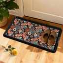 BEHERO Boot Tray Shoe Mat Decorative Patterned, Rubber Shoe Matt Tray Indoor/Outdoor Use, 16" x27.5" Shoe Cleaning Mat Non-Slip, Shoe Storage Waterproof Flower Prints for Entryway, Sunlit Blossom (Terracotta Glow)