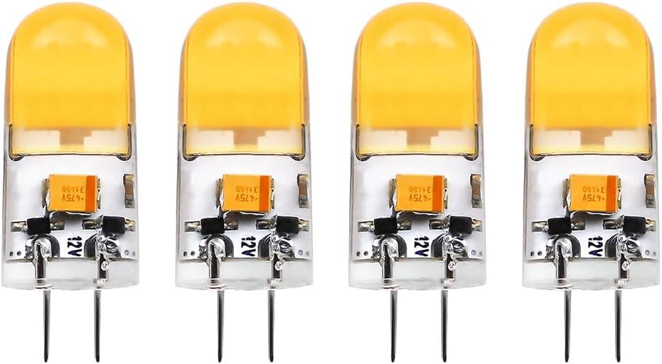 12V G4 LED Bulb 2W, 210lumen, AC/DC12V, Warm White 2700K, Non-dimmable, 20-35Watts Halogen Bulb Replacement JC G4 Base Bulb 4-Pack