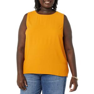 Amazon Essentials Women's Regular-Fit Sleeveless Layering Tank Top Crew Neck (Orange, M)