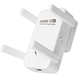 2026 AX3000 WiFi 6 Range Extender Dual Band (2.4GHz & 5.8GHz), High-Speed WiFi Booster with Gigabit Ethernet Port, Access Point Mode, No App Needed, Long-Range Coverage, Fast and Simple Installation