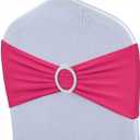Albassa Chair Sashes Spandex Stretch Chair Bows with Buckle Slider for Wedding Party Decorations (Hot Pink, 50PCS)
