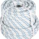 3/4 Inch x 150 Feet Braid Polyester Rope, Arborist Bull Rope for Tying Goods, Rigging, Swing (White/Gray/Blue)
