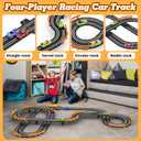 Slot Car Race Track Sets with 4 High-Speed Racing Car, Battery or Electric Race Car Track for Boys and Kids, Dual Racing Game Lap Counter Circular Overpass Track, Gifts Toys for Boys Kids Age 6 7 8-12