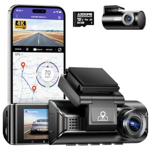 AZDOME M550 Pro 4K Dash Cam Front and Rear, Free 64GB Card, 5GHz Wi-Fi GPS Car Camera, 3.18'' IPS Screen Dashcam, APP Control 150° Wide Angle, WDR Night Vision, G-Sensor Parking Mode