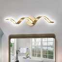 Dimmable Gold Bathroom Light Fixtures, 24 inch Spiral Design Modern LED Bathroom Vanity Lights Over Mirror, 15W Wall Light Fixtures for Living Room Cold White 6000K