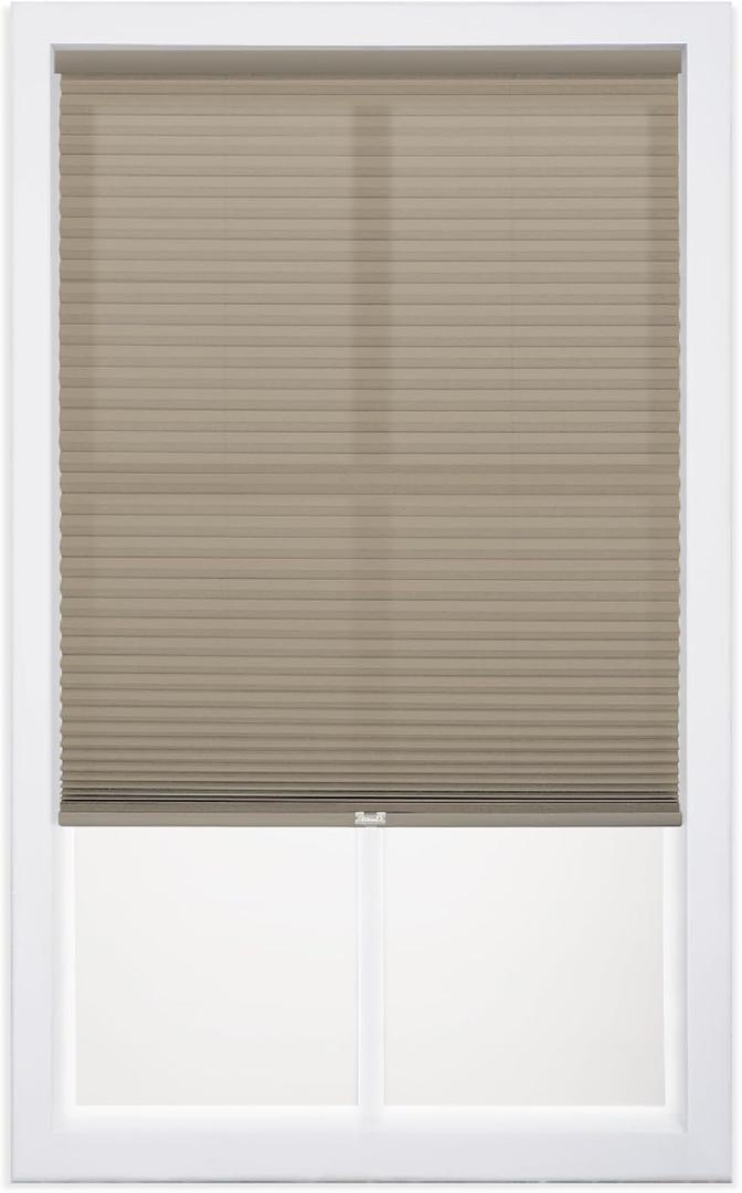 DEZ FURNISHINGS Cordless 1" Light Filtering Cellular Shade, 25.5"W x 64"H, Linen