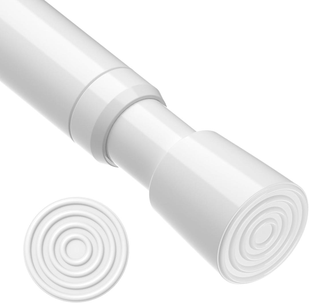 Spring Tension Curtain Rod for Windows 31 to 54 inch White Small Tension Rod Adjustable Spring Curtain Rods No Drilling Short Tension Rod for Kitchen, Closet, Bathroom, Bookshelf