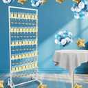 Champagne Glass Holder Champagne Wall Holder for Party, 5-Tier White Metal Champagne Flutes Display Stand Hold 40 Glasses with Swivel Casters for Wedding, Glasses Not Inc (White) (white)