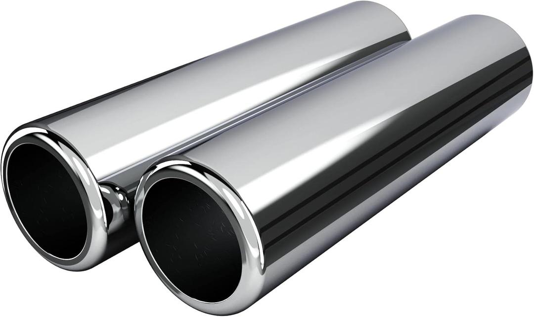 High Performance Chrome Exhaust Tips, Angle Cut, Pencil Cut, Turn Down, Multiple Sizes, 2 pcs (9" length 2.5" ID 2.75" OD 2pcs Pencil Cut)
