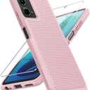 FNTCASE for Motorola Moto G-5G-2024 Case: Dual Layer Heavy Duty Cell Phone Protective Cover Shockproof Rugged with Non-Slip Textured - Military Drop Protection Bumper Tough Case (Pink)