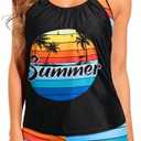 Tempt Me Women Tankini Swimsuits with Shorts - Two Piece Tummy Control Bathing Suit Racerback Sporty Swimwear 2025, XL