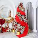 Thyle 28.8 Inch x 21.6 ft Giant Ribbon Christmas Tree Decorations Extra Large Gorgeous Elegant Wide Ribbon Garland for Christmas Staircase Wedding Indoor Outdoor Decorations(Red,Chiffon)