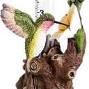 Hummingbird Rain Gauges Outdoor, Resin Hummingbird Garden Statue with a Plastic Rain Gauge, Hand Painted Birds Sculpture 5 Inch Water Gauge for Rain, Yard Patio Decor for Spring Summer