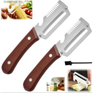 3 in 1 Multifunctional Vegetable Peeler, with Cleaning Brush kitchen gadgets With wooden handle & bottle opener and grater,for potatoes pumpkinsp carrots and other vegetables or fruits