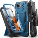 FNTCASE for iPhone 16e 2025 Case: for iPhone 16E Military Grade Rugged Phone Cover with Kickstand & Holster | Shockproof TPU Protection Bumper Matte Textured Design | Heavy Duty Protector (Blue)