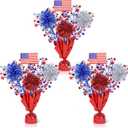 3 Pcs 4th of July Table Decorations, Red White Blue Patriotic Memorial Day Decorations Metallic Foil Spray Star Centerpieces for Table Home Office 250th Anniversary Independence Day American Decor | No Diy Tabletop Decor