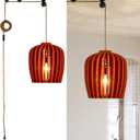 SEABLE Modern Boho Pendant Lights, Plug in Hanging Light, DIY Hanging Lights with Plug in Cord, Suitable for Dining Room,Reading Corner,Children's Room,Kitchen Island Orange,D14.5"*15.7",1Pack