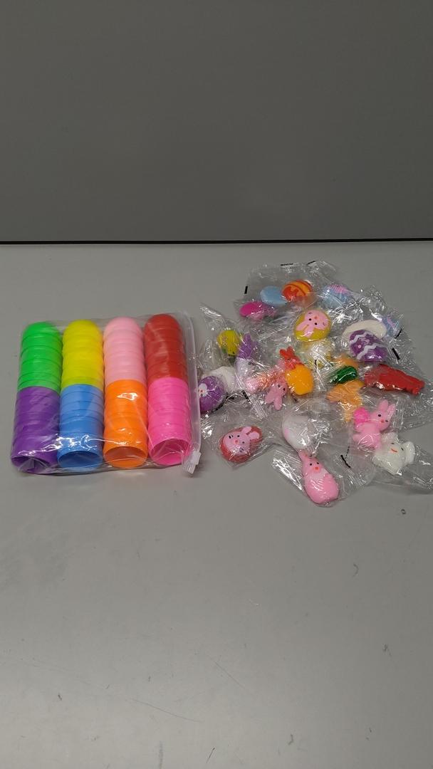 Howzcci 24 Pack Easter Eggs Candy Bags Gifts and 24Pcs of Squishy Toys
