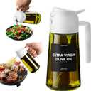 CXINYI - 16oz/470ml Olive Oil Dispenser for Kitchen with Stickers - 2 in 1 Olive Oil Sprayer for Cooking, Air Fryer, and Salad, White (Light-Proof Kitchen Gadget) (White-02)