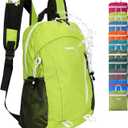 15L Water-resistant Hiking Daypack, Small Backpack Travel Outdoor, Lightweight Day Pack with Tool Loops (Luminous Green)