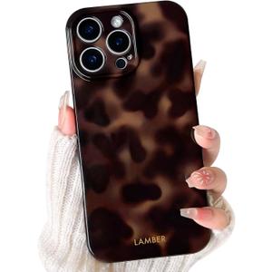 NITITOP Compatible with iPhone 16 Pro Max Case Cute Stylish Leopard Print Brown Amber Aesthetic Tortoise Design for Women Girls Men Soft TPU Shockproof Protective Cover - Brown