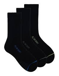 All Day Socks Crew Sports Socks 3 Pack in Bla