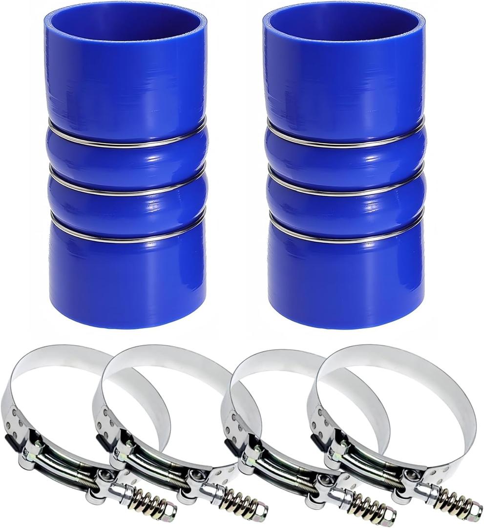 Silicone CAC Charge Air Cooler Hump Hose Boot Set 3" x 6" Heavy Duty Intercooler Hoses Boot Kit with stainless steel T Bolt Clamp, Air Intake and Intercooler Hose Kit, 2PCS (Blue)