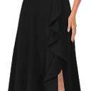 MUSHARE Women's V-Neck Sexy Split Cocktail Dress with Pockets Ruffle Party Long Formal Dress, XL