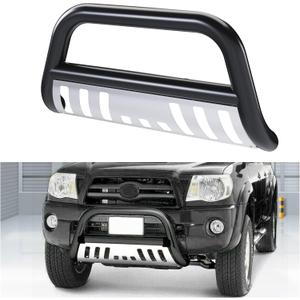 ECOTRIC Bull Bar Compatible with 2005-2015 Toyota Tacoma 3" Tube Stainless Steel Black Front Bumper Brush Push Grille Guard