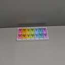 Shintop Am Pm Pill Organizer 7 Day, Push Button Weekly Pill Box 2 Times a Day Easy Fill Pill Holder Day Night Vitamin Case for Medications Fish Oil Supplements (Rainbow)