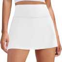 Womens Skort Tennis Skirt with Pocket Shorts Mini Golf Skirts High Waisted Athletic Skorts Summer Workout (X-Small, White)