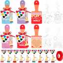 24 Sets Valentines Day Gifts for Kids,Valentines Cards with Watercolor Paint Bulk and keychain,School Classroom Exchange Gifts for Party Favors