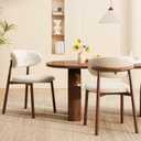 Kitchen Dining Chairs Set of 2 Modern Upholstered Leather Farmhouse Dining Room Chair with Metal Legs, Walnut Leg/Beige