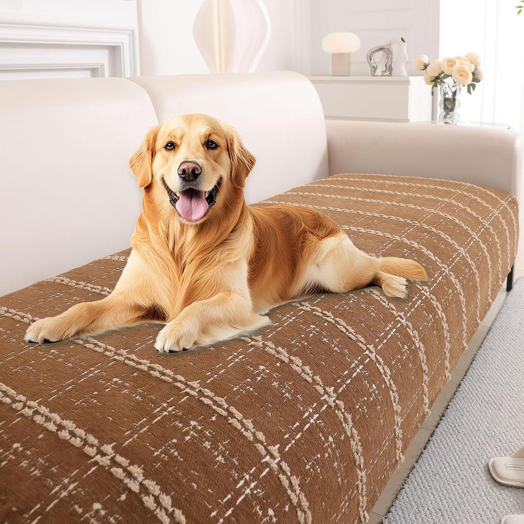 Waterproof Couch Cover for Dogs Washable,Chenille Pet Couch Covers for Sofa,Non-Slip Couch Covers for 3 Cushion Couch Sofa Pet Friendly (Brown, 36x74（1pc）)