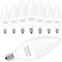 GOLSPARK E12 LED Candelabra Bulbs, 8 Pack Ceiling Fan Lights, 5W 60W Equivalent, 600lm 2700K Warm White Candle Base
